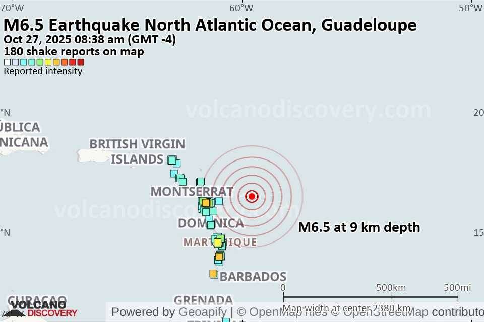 Séisme de magnitude 6,6 dans les Petites Antilles : la terre tremble sans dégâts, mais les répliques se poursuivent