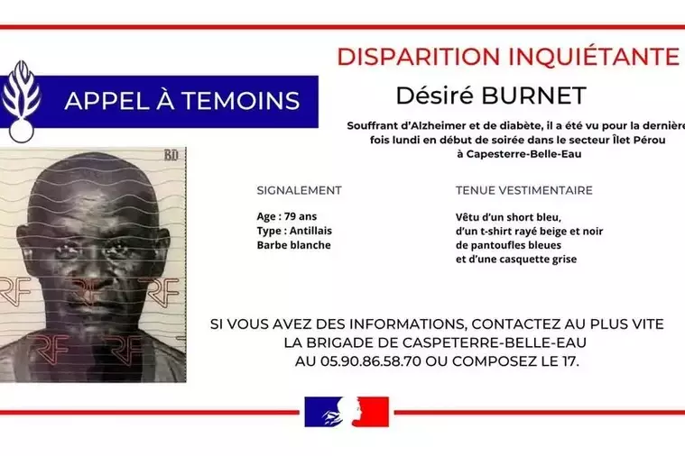 Guadeloupe : un appel à témoins lancé après la disparition inquiétante d'un septuagénaire