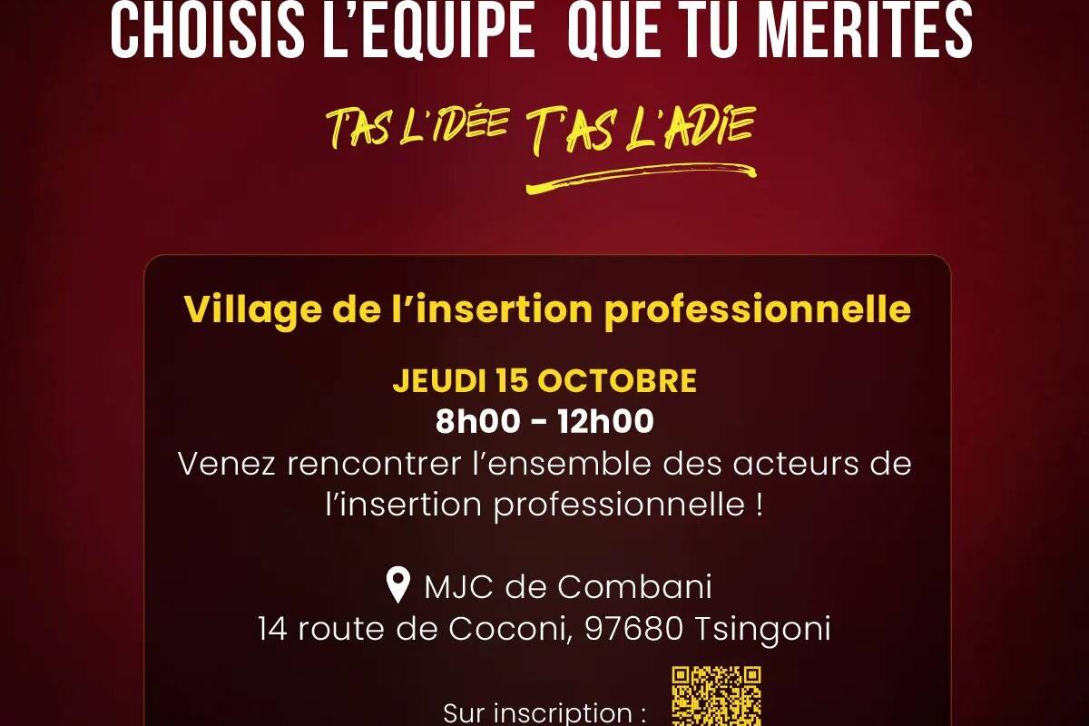 Mayotte : un Village de l’insertion professionnelle à Combani le 15 octobre